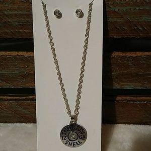 Shotgun Shell Necklace & Earring Set